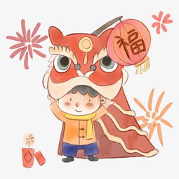 红色手绘喜庆舞狮子过年新年快乐猪年快乐图片素材其他格式下载动漫人物大全