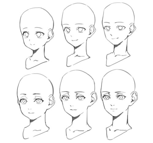 想练绘画的表情和角度这组动漫人物头部素材收好