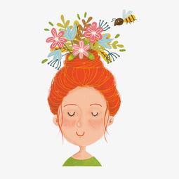 创意插画头发上花草的女孩图片素材其他格式下载动漫人物大全