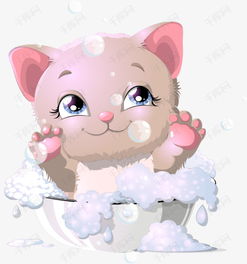 卡通粉色小猫洗澡素材图片免费下载高清png千库网图片编号8704092
