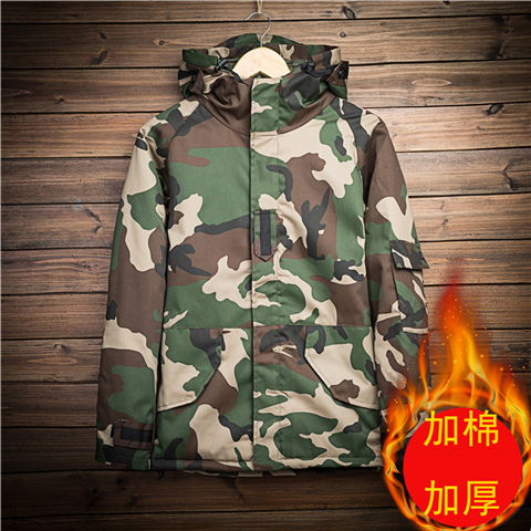迷彩棉服男女潮牌美式工装外套棉衣大码加棉冲锋衣加厚棉袄嘻哈,一品好特惠