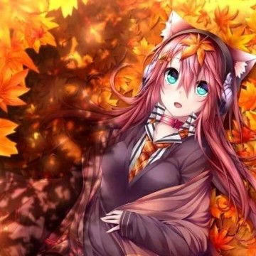 枫叶少女动漫头像二次元梦幻枫叶背景图片大全,卡通头像图片