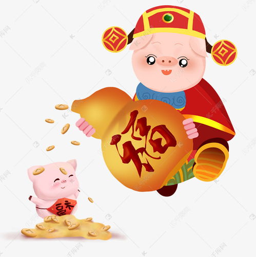 2019新年可爱卡通猪猪财神福字金葫芦贺岁矢量图素材图片免费下载千库网