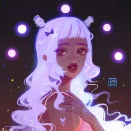好看荧光效果的女生动漫手绘头像图片