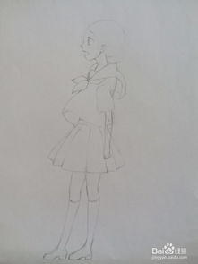 短发水手服动漫少女手绘线稿教程
