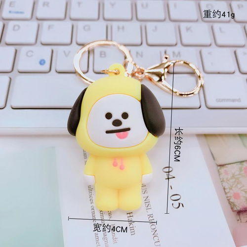 韩国bt21防弹少年团滴胶公仔卡通汽车钥匙扣情侣包包挂件合金扣款