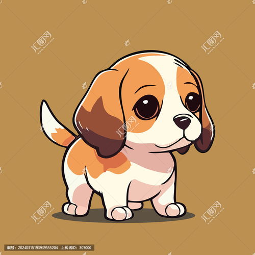可爱比格犬矢量q版卡通儿童插画,动漫卡通,设计素材,设计模板,汇图网