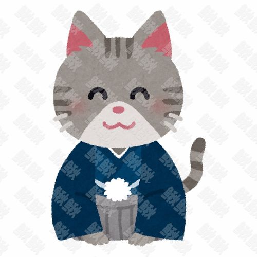 穿着和服鞠躬跪拜的小狗狗猫咪小猫手绘卡通插画手绘png儿童插画免扣素材2阿猫阿狗