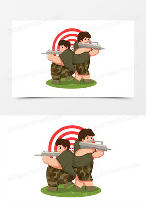 士兵打靶图片卡通合集熊猫办公
