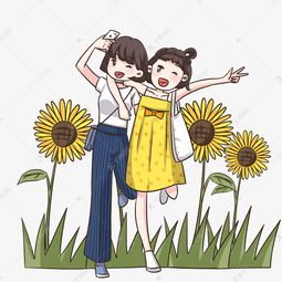 卡通手绘闺蜜出行旅行插画素材图片免费下载千库网