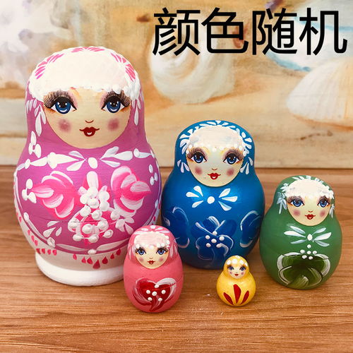 俄罗斯5层套娃大头儿子卡通小猪佩奇海宝木制儿童益智玩具孩子