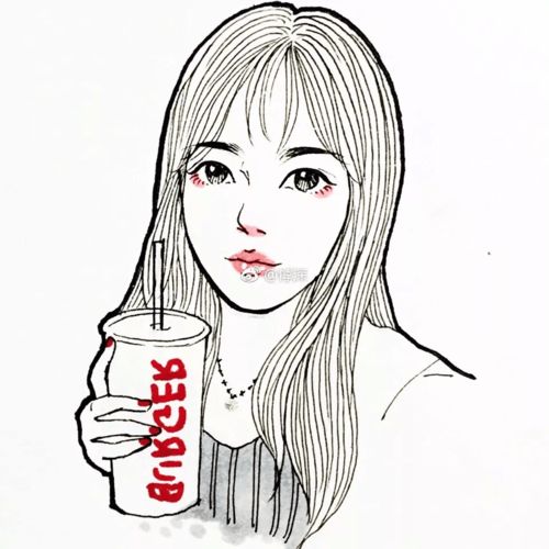 她的线描插画真美手绘头像看了就爱不释手