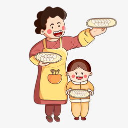 立冬二十四节气中国传统妈妈小孩饺子暖色喜庆卡通免扣图片素材其他格式下载动漫人物大全