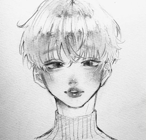 随意感受一下大佬素描线稿画风未免太酷动漫人物