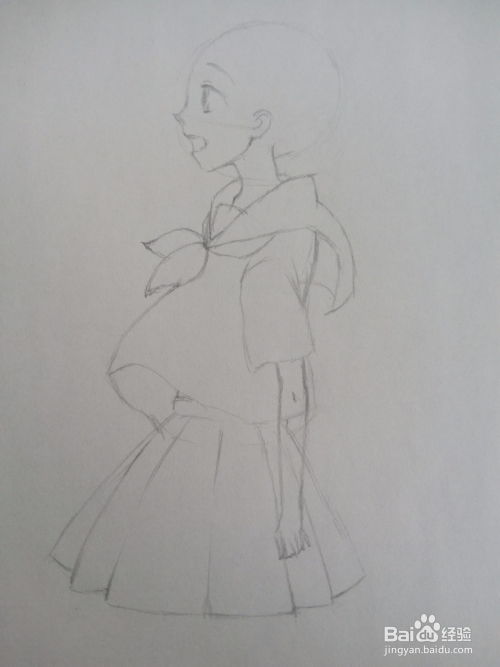 短发水手服动漫少女手绘线稿教程