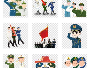 卡通海军陆军空军军人战士士兵武警阅兵军事免扣素材图片模板下载65.71mb建党节丨建军节大全节日