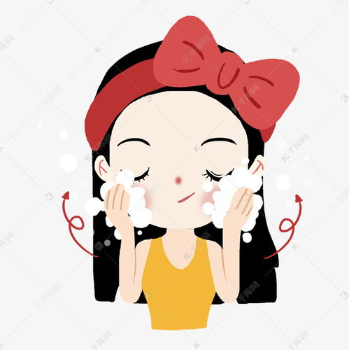 卡通女孩护肤过程清洁洁面素材图片免费下载千库网