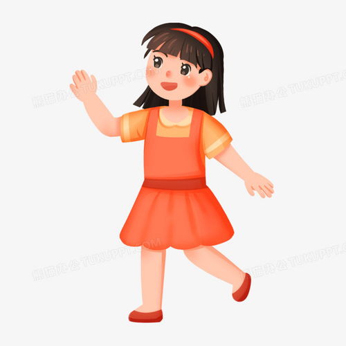 手绘免抠卡通小姑娘打招呼元素png图片素材下载元素png熊猫办公