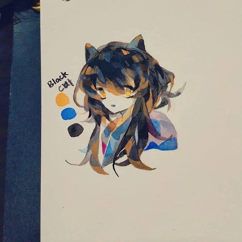 可爱卡哇伊的小女生水彩动漫手绘