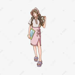夏日穿搭手绘卡通可爱女生素材图片免费下载千库网