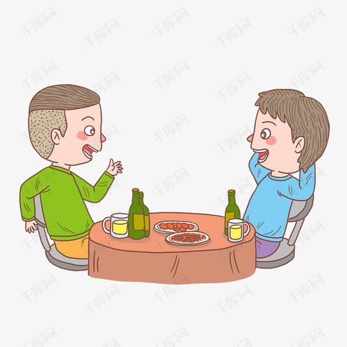 卡通手绘人物朋友聊天吃饭素材图片免费下载高清psd千库网图片编号11509260