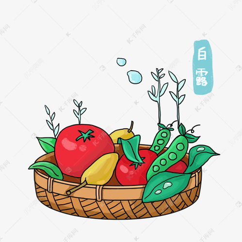 白露节气竹篮水果毛豆卡通插画素材图片免费下载千库网