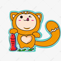 卡通插画儿童插画童话故事小猫吃鱼素材图片免费下载千库网