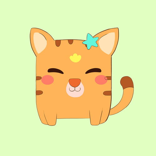 可爱小星星猫原创卡通动物角色设计