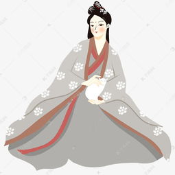 手绘矢量卡通古风汉服古代少女素材图片免费下载千库网