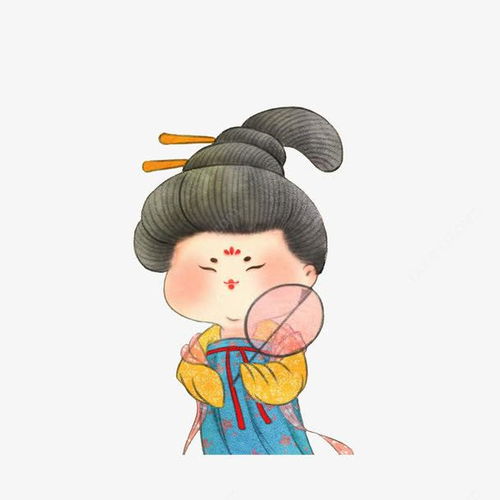 卡通手拿扇子的胖美人素材免抠png素材新图网ixintu.com免抠素材