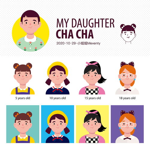 扁平化ai插画人物头像mydaughter