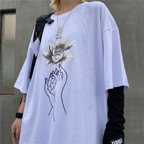 短袖t恤女夏潮牌ins韩版原宿2020新款蝴蝶印花宽松嘻哈男女情侣装