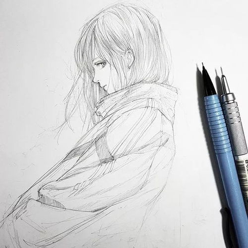 线条感十足的动漫人物素描,超美少女