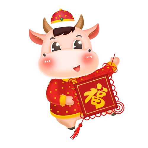 卡通可爱福到牛年形象插画素材广告素材下载至来源处