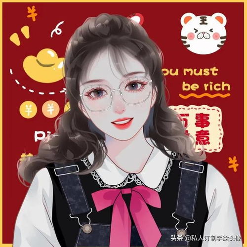 迎新年啦2022新年微信头像,年轻帅气漫画,红红火火幸福美满