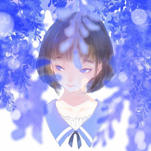 唯美二次元水蓝色插画分享