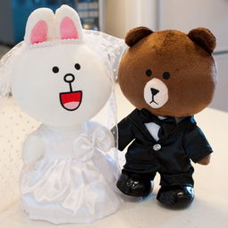 line连我小镇app布朗熊可妮兔结婚婚纱情侣堆糖,美好生活研究所
