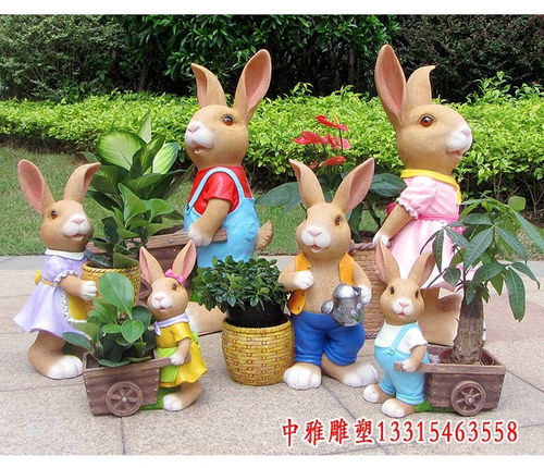 玻璃钢卡通兔子雕塑宜昌兔子树脂雕塑制作厂中雅雕塑
