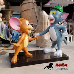 玻璃钢猫和老鼠卡通雕塑玻璃钢动漫卡通小品