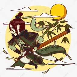 矢量扁平古风武侠竹叶青手绘卡通素材图片免费下载千库网