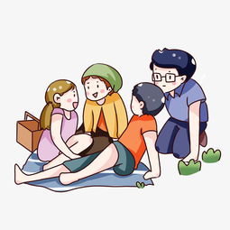 手绘卡通一家人外出野餐图片素材其他格式下载动漫人物大全