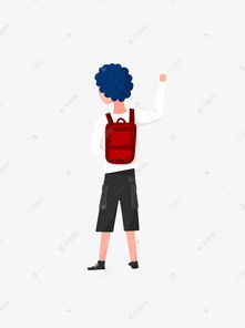 背红色书包的小男孩背影卡通背景素材图片免费下载千库网