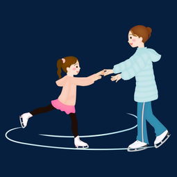 卡通可爱一对母女防寒羽绒冰上溜冰冬季冬天图片素材其他格式下载动漫人物大全