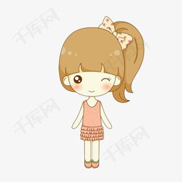 眨眼睛的卡通可爱马尾辫小女孩素材图片免费下载高清卡通手绘png千库网图片编号6785596