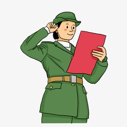 国庆节短发女军人穿军装宣誓卡通插画图片素材其他格式下载动漫人物大全