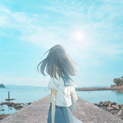 动漫女头蓝色系手绘女生头像壁纸