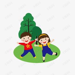 春天扁平化男孩女孩踏青春游可爱卡通人物形象png素材图片免费下载高清psd千库网图片编号9834753