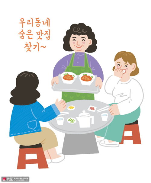 餐馆谈笑美女上菜女士人物插画人物插画卡通男女人物插画卡通男女