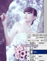 photoshop打造纯美的淡调蓝紫色外景人物图片