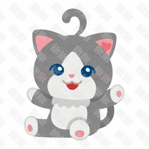 可爱的ip吉祥物坐在地上的小猫猫咪手绘卡通插画手绘png儿童插画免扣素材1阿猫阿狗